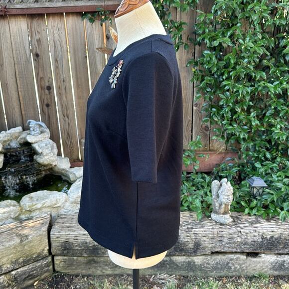 Banana Republic Jeweled Short Sleeve Sweater Zipper Back Women's Size Small - Picture 3 of 9